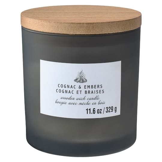 Cognac &#x26; Embers Wooden Wick Jar Candle by Ashland&#xAE;
